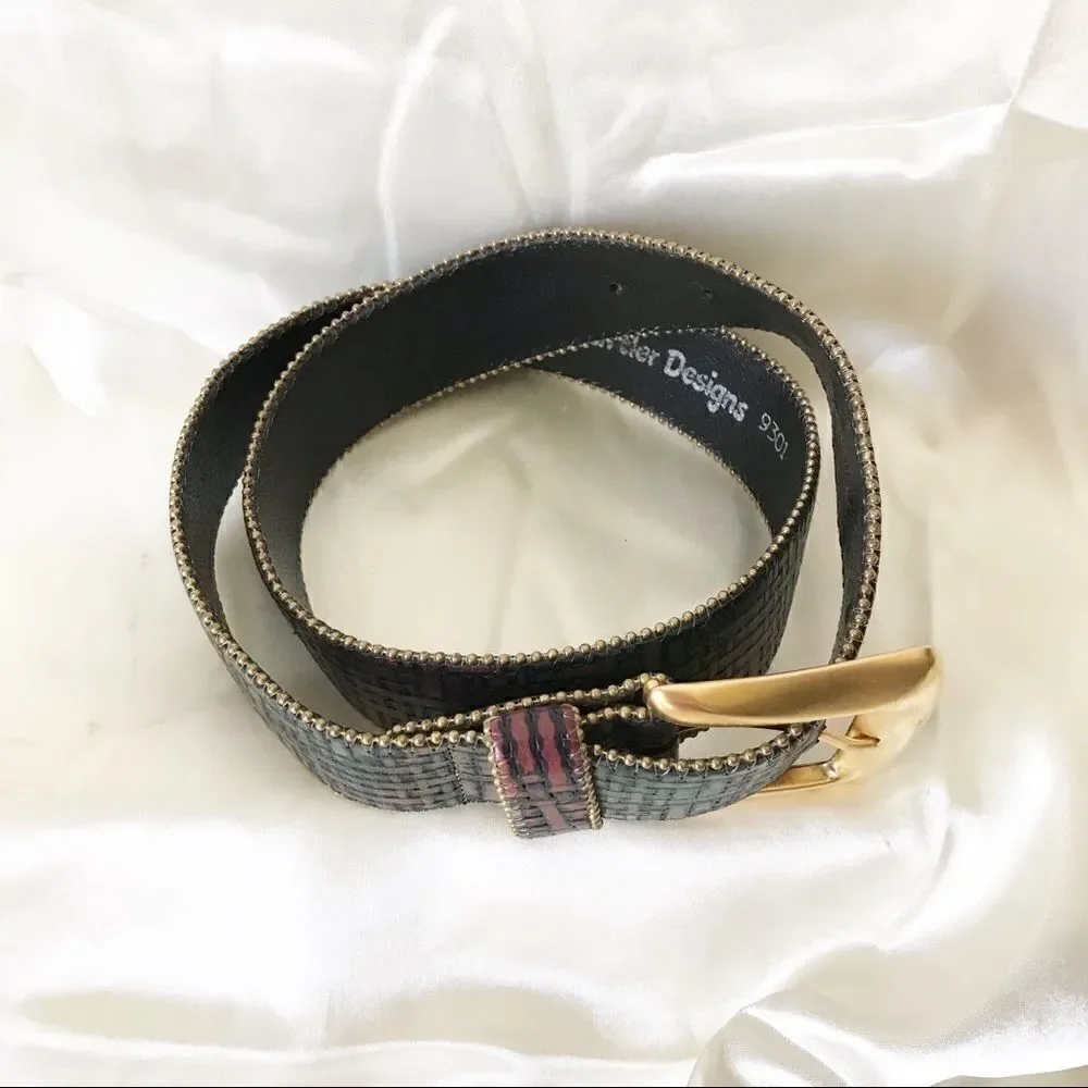 Sandy Duftler Mult-color Weave Buckle Belt M